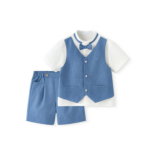 【商场同款】英氏童装夏季男童纯棉短袖礼服套装T恤裤子2025新款 商品图4