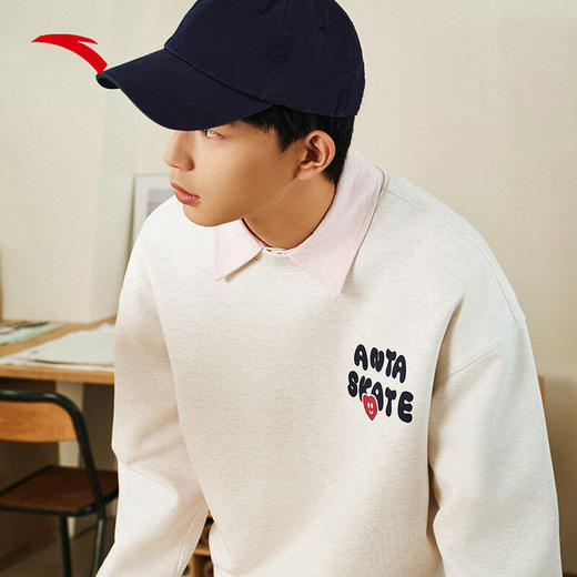 安踏爱心卫衣丨圆领套头卫衣男女同款春季印花休闲长袖上衣172528703 商品图3