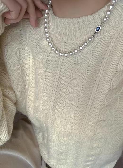 进口白珠蓝钻锆石珍珠项链 商品图9