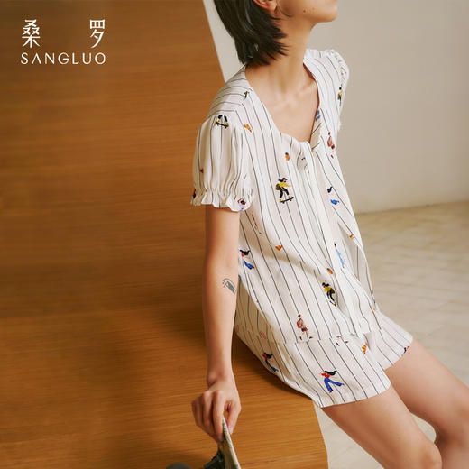 早安系列』桑罗俏皮印花泡泡短袖套装童趣可外穿25年春夏03A21812 商品图2