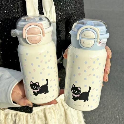 小清新ins女生上学学生可爱小黑猫大容量高颜值316不锈钢保温水杯 商品图1