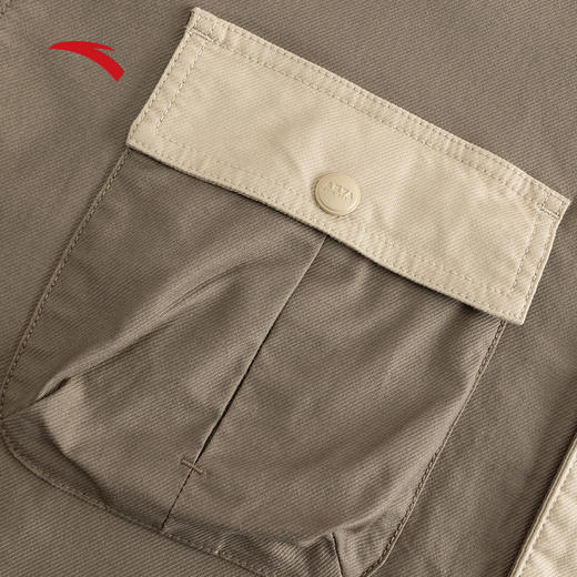 安踏潮流撞色拼接翻领休闲衬衫男女同款情侣外套上衣172528602 商品图3