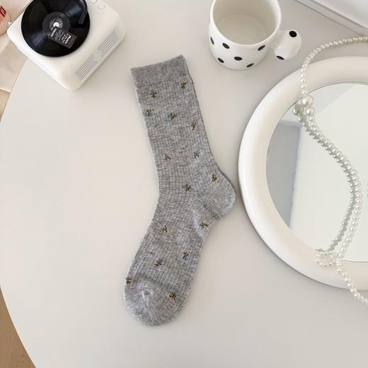 4双一组！春夏新款碎花袜子女堆堆袜无骨长袜薄款吸汗透气少女日系中筒袜子 商品图4