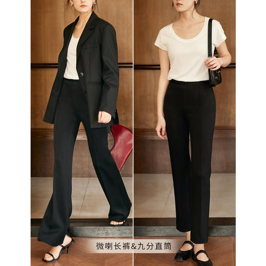 HeyDress24h柔塑小黑裤女春季高腰修身显瘦弹力休闲裤微喇裤子 商品图1