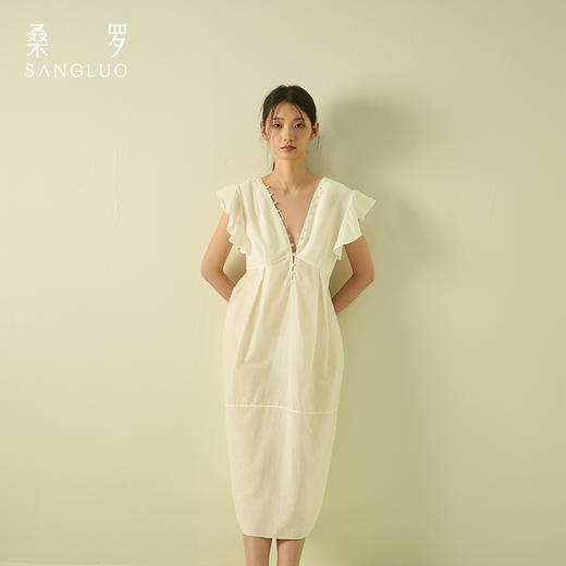 桑罗宫廷风荷叶边丝绵睡裙浪漫独家约会25年春夏03A23135 商品图4