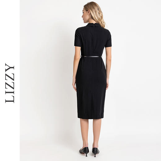 LIZZY新款优雅气质通勤修身显瘦学院领赫本风连衣裙配腰带 商品图3