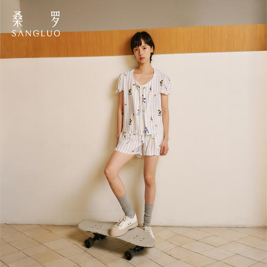 早安系列』桑罗俏皮印花泡泡短袖套装童趣可外穿25年春夏03A21812 商品图3