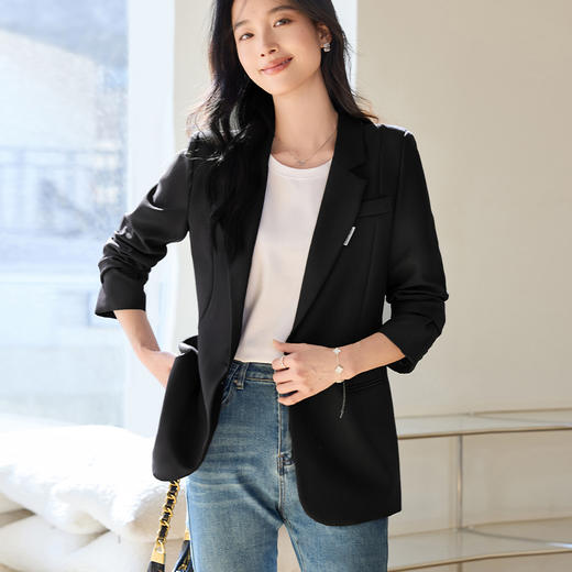 VICTORIA&VERA女装春季“职场精英”通勤气质高级感V领白标修身西服 商品图2