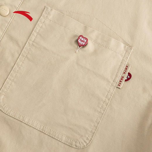 安踏潮流撞色拼接翻领休闲衬衫男女同款情侣外套上衣172528602 商品图4