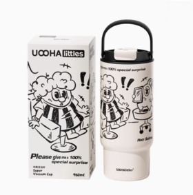 uooha吨霸保温杯咔嚓咔嚓-黑白-960ml