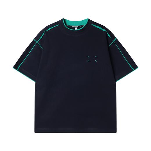 T2419夏季新款时尚个性撞色缝线拼接设计圆领套头基础通勤百搭上衣 商品图1