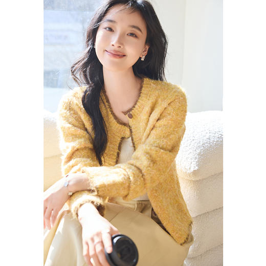 VICTORIA&VERA女装春季“橘子落日”慵懒风高级感减龄长毛外边针织外套 商品图2