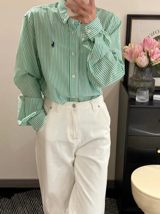 【高品质私服】【RL宽松版绿色条纹棉质衬衫】手感细致，质地较厚，刚柔并济G1160-CC【无标出货 介意慎拍】 商品图10