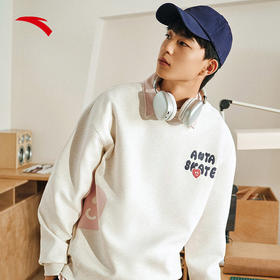 安踏爱心卫衣丨圆领套头卫衣男女同款春季印花休闲长袖上衣172528703