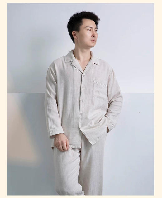 【618爆品】宜色家双层素衣软棉纱布云朵软绵绵男女情侣文艺睡衣套装 商品图3