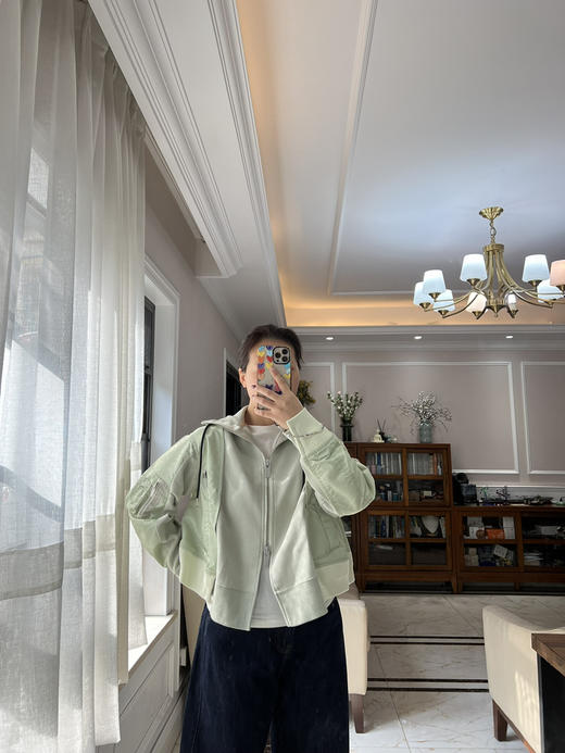 222-1渠道独家 sac 解构主义 早春 拼接设计 宽松短款 连帽卫衣 商品图2