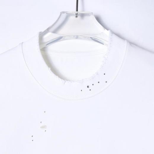 3025夏季新款时尚个性潮牌纯色烫钻破洞圆领短袖T恤小众设计痞帅上衣 商品图2