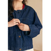 HeyDress复古牛仔外套女春秋新款圆领设计感宽松休闲短款蓝色上衣 商品缩略图1