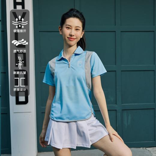 LUSHISI风铃主题POLO衫拼接短袖吸湿排汗运动训练耐磨羽毛球t恤女 商品图2