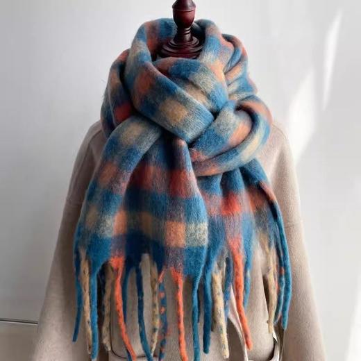 围脖男百搭加厚保暖格子围巾女马海毛2023新款秋冬季学生高级感 商品图2