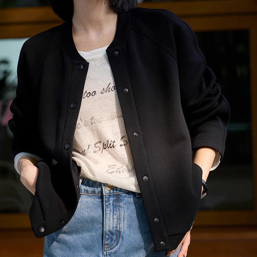 【高货ayts】全新升级【铂金会员293/天猫399/差价106】(44256) 洛诗琳2025春季新品休闲百搭宽松长袖无领上衣质感女装 商品图0