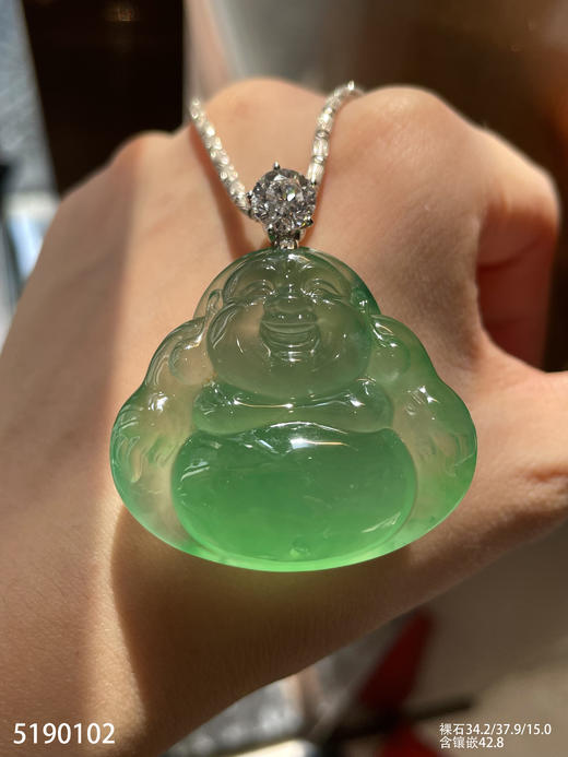 玻璃种飘翠佛公吊坠【5190102】具体价格微信咨询 商品图3