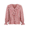 HeyDress法式格子衬衫女春季宽松印花设计感衬衣高级气质红色上衣 商品缩略图4