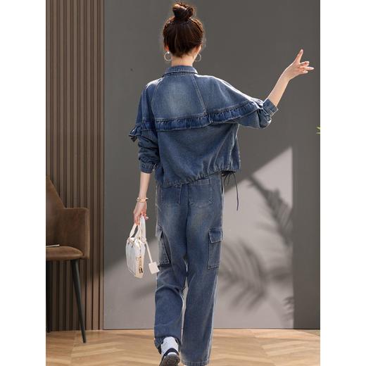 新中式国风牛仔套装，盘扣开衫外套两件套女装休闲裤套LJX-090 商品图2