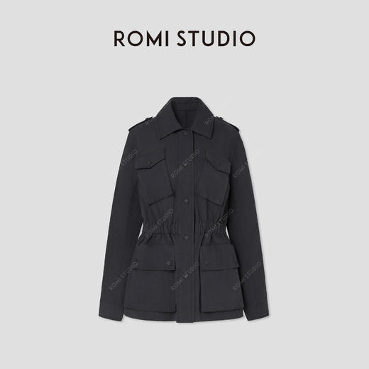 ROMI STUDIO“率性自我”100%棉多口袋收腰翻领工装外套 RWBAW81654 商品图0