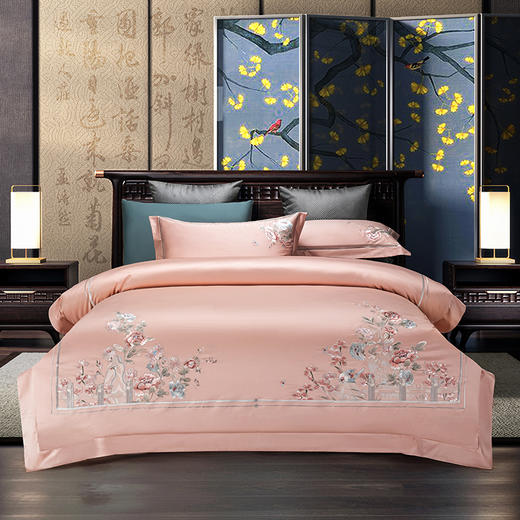 【春上新】10楼 安睡宝100支长绒棉绣花四件套--富贵满楼吊牌价5599-5799元活动价1999-2199元 商品图0