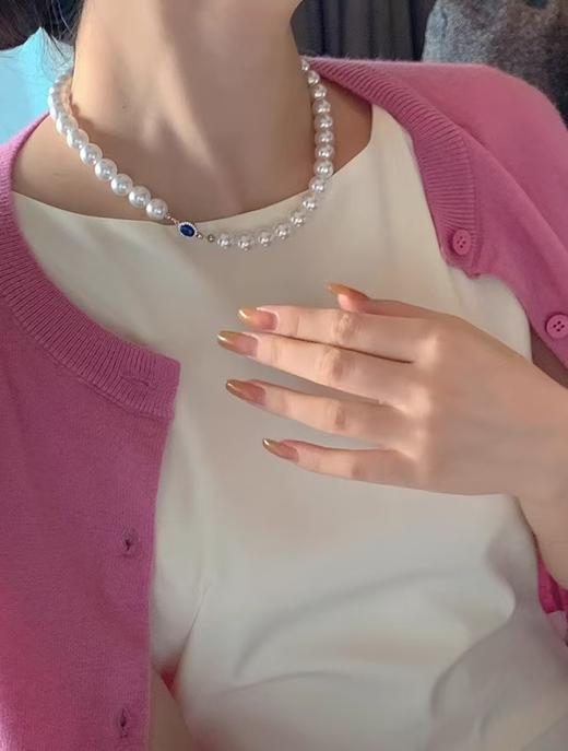 进口白珠蓝钻锆石珍珠项链 商品图4