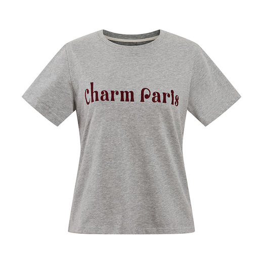 HeyDress植绒字母印花T恤女夏季圆领宽松显瘦短袖百搭休闲上衣 商品图4