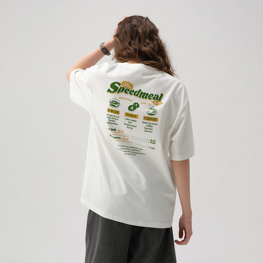 714street美式复古餐饮菜单印花短袖T恤男2025夏季新款国潮情侣装 商品图0