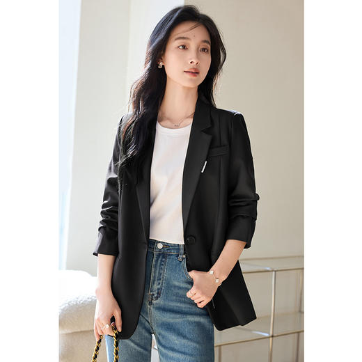VICTORIA&VERA女装春季“职场精英”通勤气质高级感V领白标修身西服 商品图4