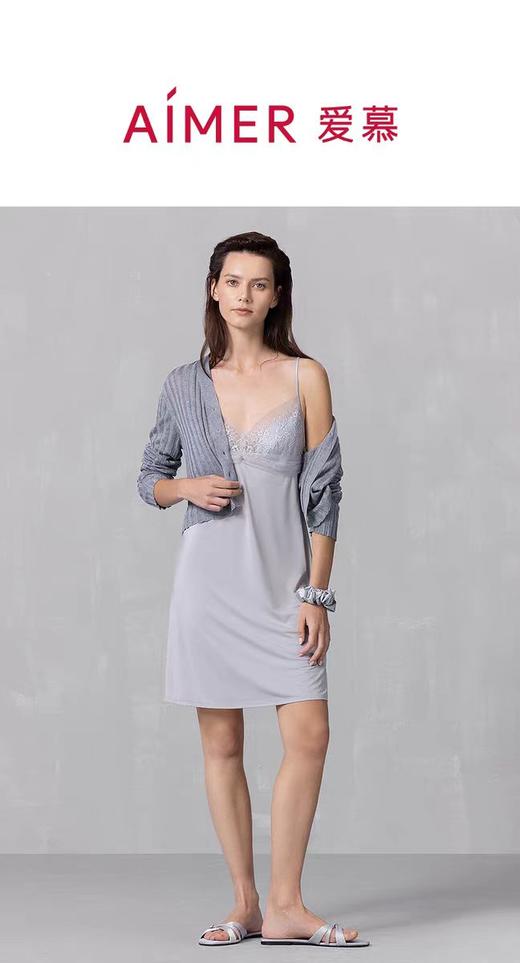 【Aimer爱慕】B4F |爱慕25春夏花影睡衣女性感细带带胸垫蕾丝吊裙家居服AM42A761 商品图1