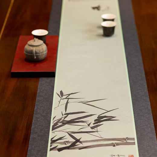 拾舍/防水彩绘茶席/防水纤维中式禅意茶桌茶席垫子轻奢高端 商品图1