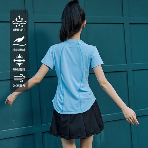 LUSHISI羽弦主题短袖吸湿排汗运动训练耐磨修身线条羽毛球t恤女 商品图1