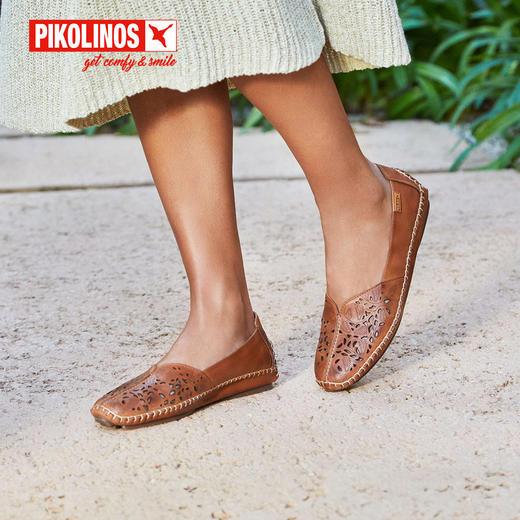 【云粉节】BF楼Pikolinos派高雁擦色牛皮浅口套脚平底镂空单鞋PS250514.吊牌价2280. 商品图0