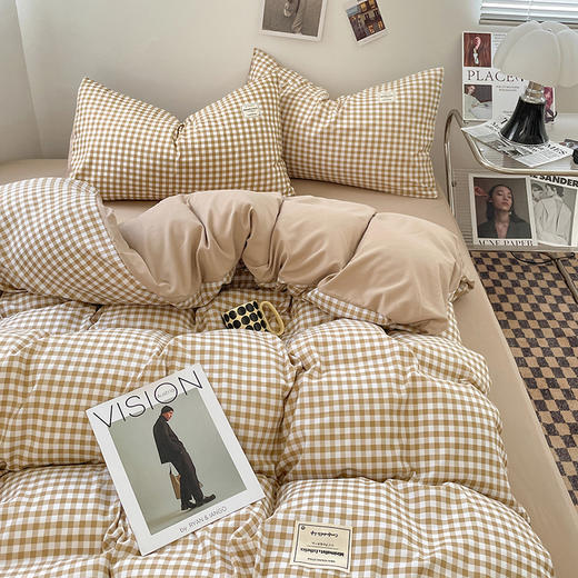 【YW】无忧购日式格子裸睡四件套水洗棉被套床单(截单后7天发货) 商品图9