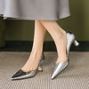 【预售5天】简约优雅牛皮高跟鞋春粗跟尖头真皮荷叶边浅口单鞋女HB&6613 商品缩略图2