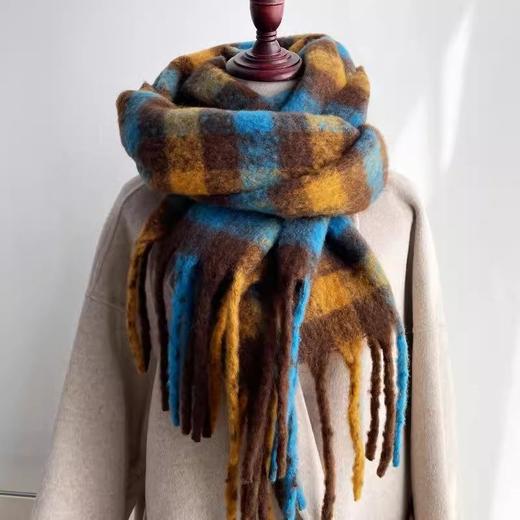 围脖男百搭加厚保暖格子围巾女马海毛2023新款秋冬季学生高级感 商品图1