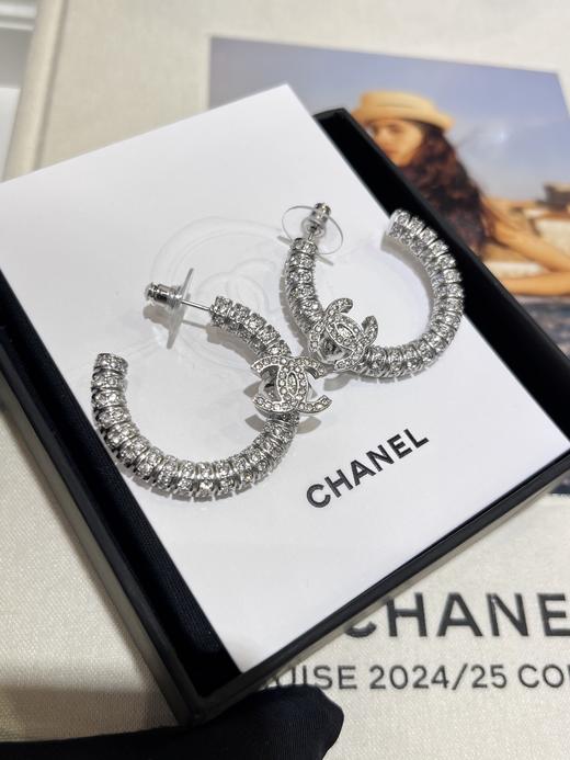 香奶奶 新款银色双C满钻半圆耳环耳圈 商品图2