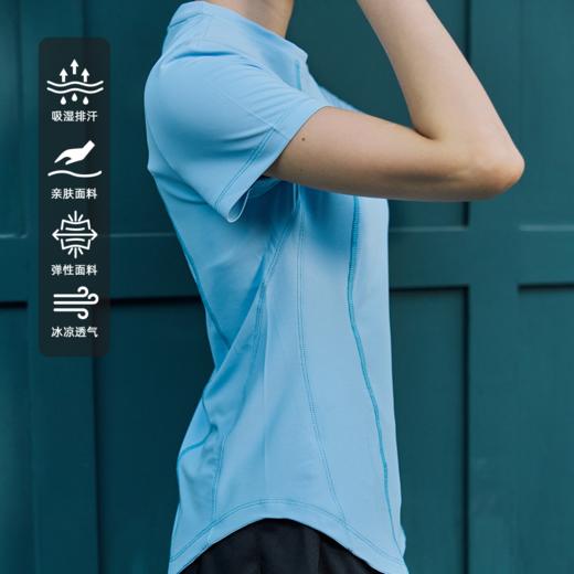 LUSHISI羽弦主题短袖吸湿排汗运动训练耐磨修身线条羽毛球t恤女 商品图2