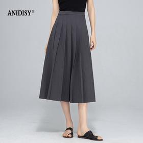 优雅减龄高腰拉链百褶半身裙