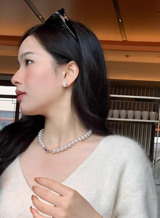 进口白珠蓝钻锆石珍珠项链 商品图2