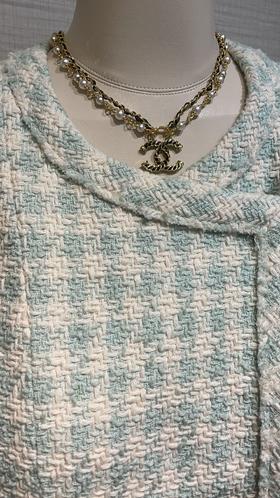 香奶奶 24K新款金色皮穿链双C珍珠项链