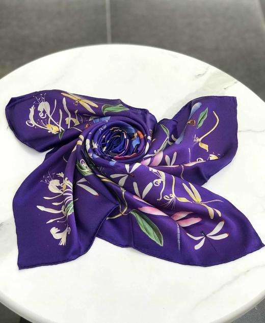 优品堂『芳菲国色』90×90缎面桑蚕丝方巾 商品图5