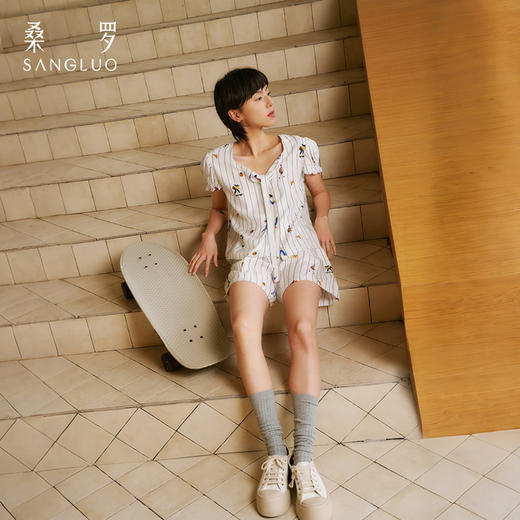 早安系列』桑罗俏皮印花泡泡短袖套装童趣可外穿25年春夏03A21812 商品图0