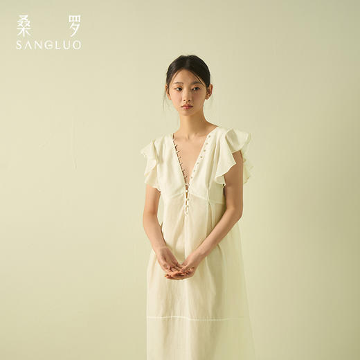 桑罗宫廷风荷叶边丝绵睡裙浪漫独家约会25年春夏03A23135 商品图2