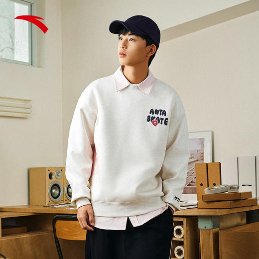 安踏爱心卫衣丨圆领套头卫衣男女同款春季印花休闲长袖上衣172528703 商品图2